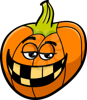 Cartoon Illustration of Funny Halloween Pumpkin or Jack Lantern