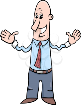 Cartoon Illustration of Man or Businessman Character