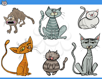 Cartoon Illustration of Cats Pet Animal Characters Set