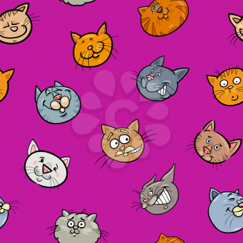 Cartoon Illustration of Cat Characters Wallpaper or Wrapping Paper Design