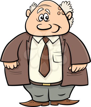 Cartoon Illustration of Senior Man Scientist or Professor Character