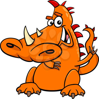 Cartoon Illustration of Funny Dragon Fantasy Fictional Animal Character