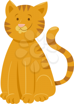 Cartoon Illustration of Funny Yellow Cat Animal Character