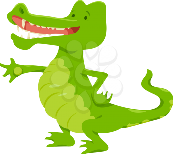 Cartoon Illustration of Funny Crocodile Animal Character