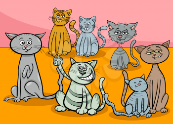 Cartoon Illustration of Cats or Kittens Animal Comic Characters Group