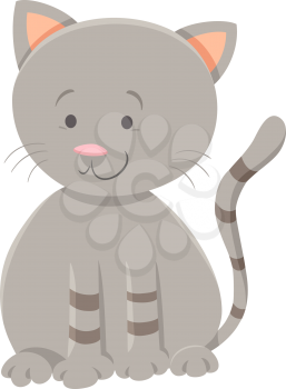 Cartoon Illustration of Funny Tabby Kitten Animal Character