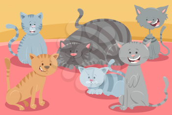 Cartoon Illustration of Funny Cats or Kittens Animal Characters Group