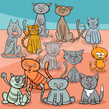 Cartoon Illustration of Funny Cats and Kittens Comic Animal Characters Group