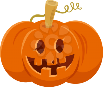 Cartoon Illustration of Halloween Jack-o'-lantern Pumpkin