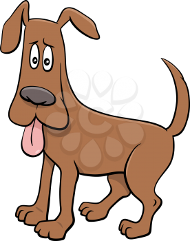 Cartoon Illustration of Startled Dog Comic Animal Character with Stuck Out Tongue
