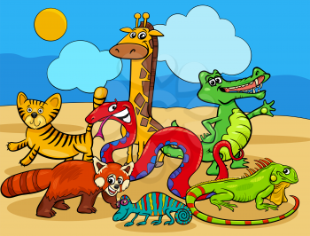 Cartoon Illustration of Wild Animals Comic Characters Group