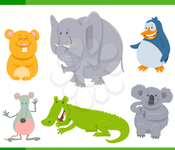 Cartoon Illustration of Funny Happy Animal Characters Set
