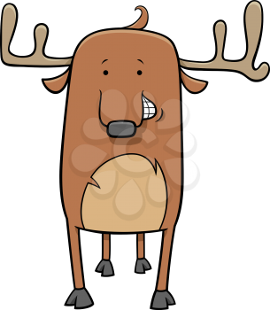 Cartoon Illustration of Funny Deer Wild Animal Character