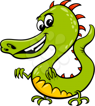 Cartoon Illustration of Comic Dragon Fantasy Fictional Animal Character
