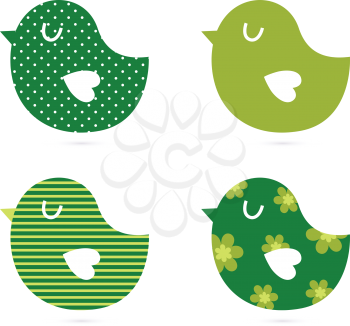 Royalty Free Clipart Image of a Set of Patterned Birds
