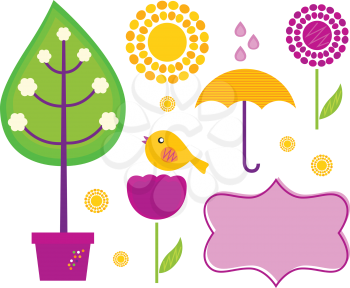 Royalty Free Clipart Image of Plants and Weather