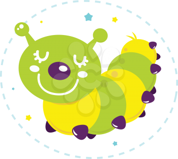 Funky colorful caterpillar illustration. Vector