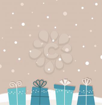 Retro xmas background with gifts. Vector