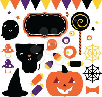 Cute halloween design elements. Vector Illustration