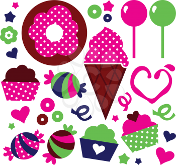 Sweet Muffin set for your party. Vector Illustration