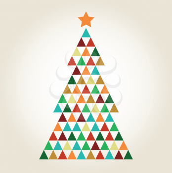 Xmas colorful mosaic tree with triangle shapes. Vector Illustration
