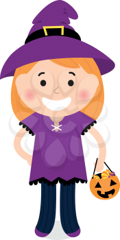 Little halloween Witch. Vector cartoon Illustration
