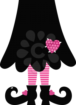 Valentine Witch legs - black and pink. Vector Illustration