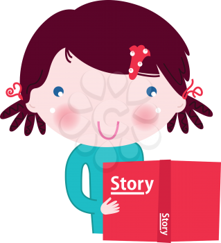 Girl with red book. Vector cartoon Illustration
