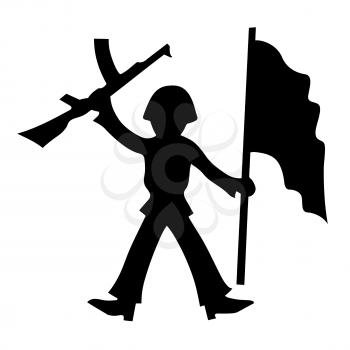 Royalty Free Clipart Image of a Soldier Silhouette