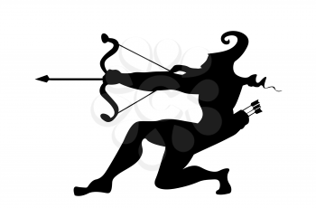 Royalty Free Clipart Image of a Man Shooting Arrows