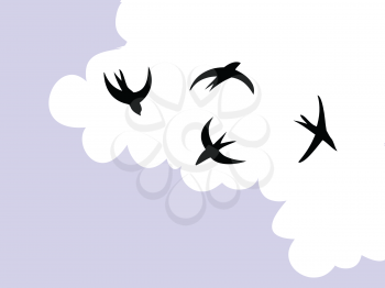 Royalty Free Clipart Image of Flying Swallows