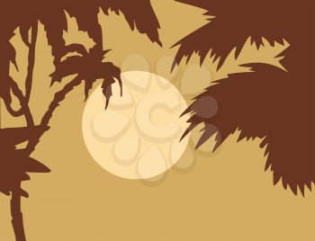 Royalty Free Clipart Image of a Tropical Landscape