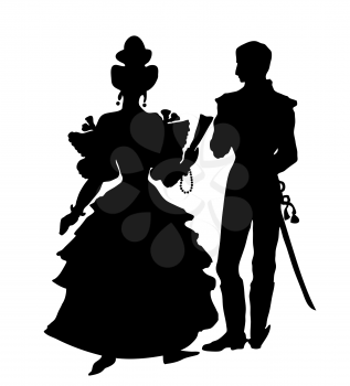 Royalty Free Clipart Image of an Officer With a Lady