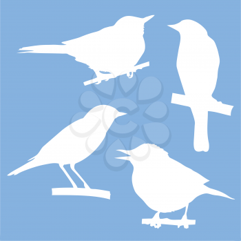 Royalty Free Clipart Image of Birds Sitting on Branches