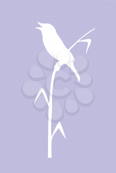 Royalty Free Clipart Image of a Bird on a Plant