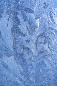 blue ice on winter window