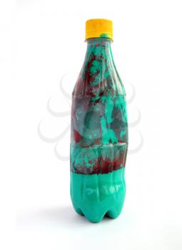 aging plastic bottle with paint