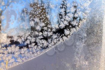 	white crystals ice on winter window