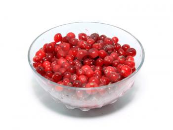 cranberry in plate on white background