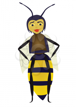 Royalty Free Clipart Image of a Bee Standing With Its Hands on its Hips