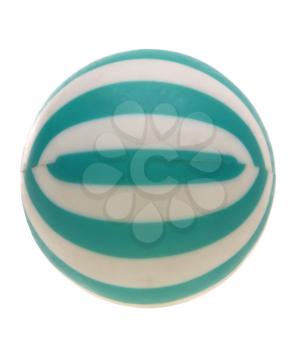 Photo, the ball with green stripes on a white background.                   
