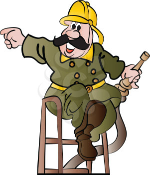 Royalty Free Clipart Image of a Fireman