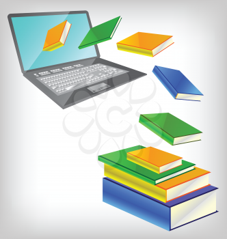 Royalty Free Clipart Image of a Computer and Books