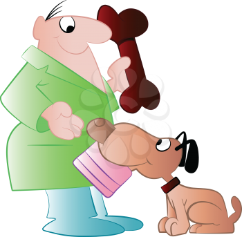 Royalty Free Clipart Image of a Man With a Dog