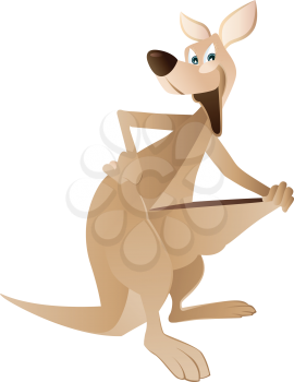 Royalty Free Clipart Image of a Kangaroo With an Empty Pocket