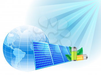 Royalty Free Clipart Image of a Solar Panel and Globe