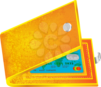 Royalty Free Clipart Image of a Gold Wallet