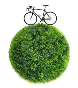 bicycle and grass sphere