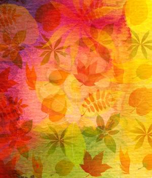 Abstract watercolor painted background with leaf