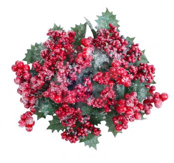 Christmas wreath with berries isolated on white